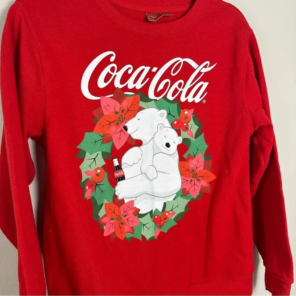 Coca-Cola Crewneck Christmas Sweater Red Bears Small Holiday Festive